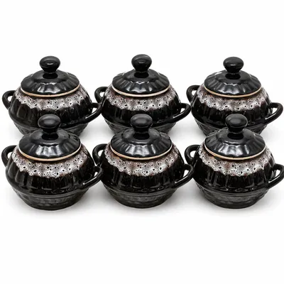 Produktbild von Keramiktopf Set Körbchen 6St je 0,6L Auflaufform Schaum