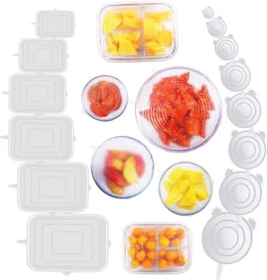Immagine prodotto di Coperture in silicone, set da 14 pezzi, elasticizzate, riutilizzabili per bicchieri, tazze e bottiglie