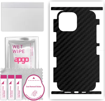Produktbild von apgo Rückseite + Seiten Schutzfolie, Skin, kompatibel mit Apple iPhone 13 Pro Max, Hinten Displayschutzfolie aus Vinylfolie, kratzfest, einfache Montage - Schwarzer Kohlenstoff