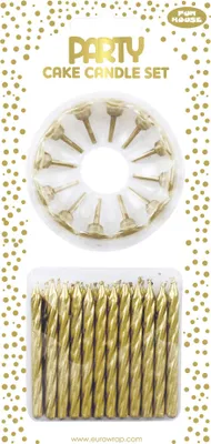 Produktbild von Clairefontaine Geburtstagskerzen "Metallic" gold 24 Kerzen + 12 Halter
