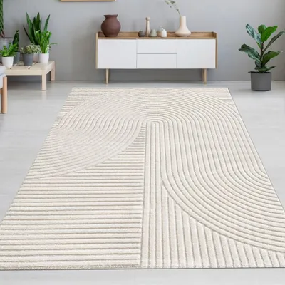 Produktbild von Moderner Teppich in Creme mit 3D Muster Größe - 160 x 230 cm