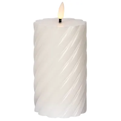 Produktbild von STAR TRADING LED-Echtwachs-Kerze Flamme Swirl 15x7,5cm weiß