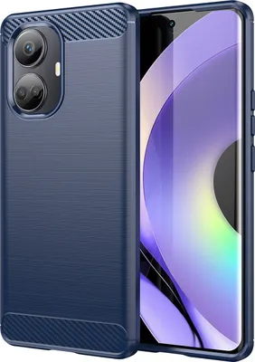 Produktbild von Realme 10 Pro+ Hülle, Carbon-Faser TPU Silikon Stoßfest Schutzhülle für Realme 10 Pro+ Blau