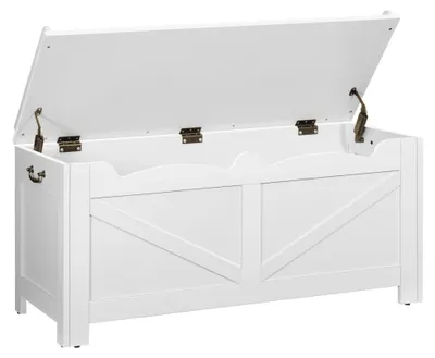 Imagen del producto de Banco con espacio de almacenamiento, 100 cm, blanco, para recibidor