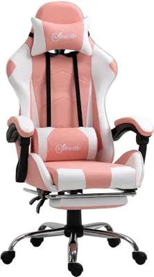 Produktbild von Ergonomischer Gamingstuhl mit Massagefunktion und rotem Ledergestell
