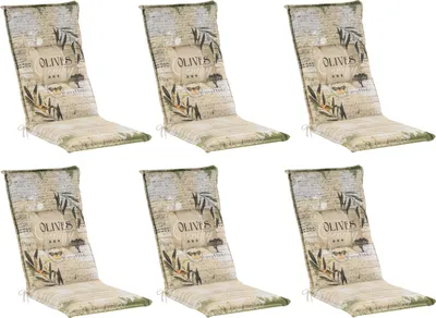 Produktbild von Gartenstuhlauflagen - Beige - Grün - Hochlehner - Olive - 6er Set
