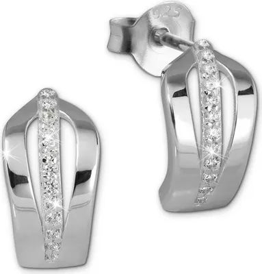 Image de Boucles d'oreilles SilberDream blanches Boucles d'oreilles en argent 925 Bijoux 12 zircons D2SDO4273W