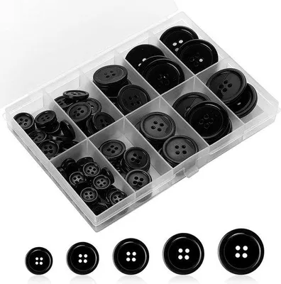 Produktbild von Schwarze Nähknöpfe Hars 100 Stück 5 Größen