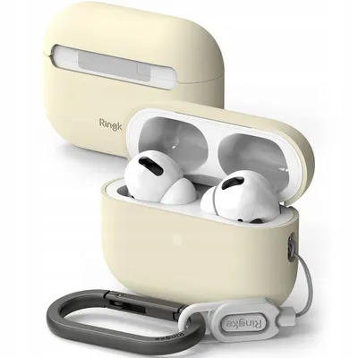 Zdjęcie produktu dla Etui ochronne Ringke Silicone Cover do słuchawek Apple AirPods Pro 1 / 2 Cream