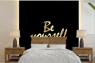 Produktbild von MuchoWow® Fototapete für Wohnzimmer oder Schlafzimmer Wandtapete Vinyl Motivtapete Zitate - Selbstvertrauen - Gold - Schwarz - 260x260 cm - Papiertapeten