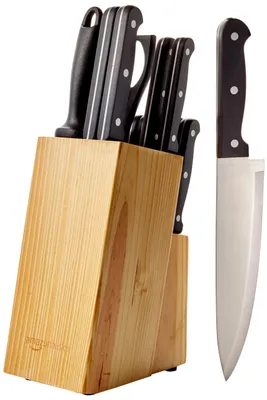 Produktbild von Amazon Basics Messerblock Set, 14 Stück, Schwarz