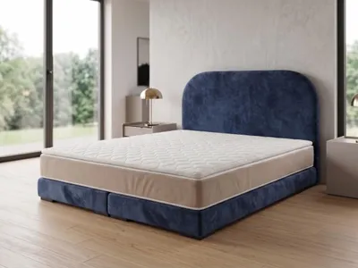 Produktbild von Polsterbett  LEON 1 mit Kopfteil, modernes gepolstertes Bett in 200 x 200 cm Farbe: Dunkelblau