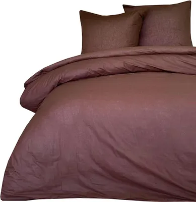 Produktbild von Bettwäsche 220x240 + 80x80 cm 100% Baumwolle Renforce Braun Uni Einfarbig Garnitur Set, 3 teilig