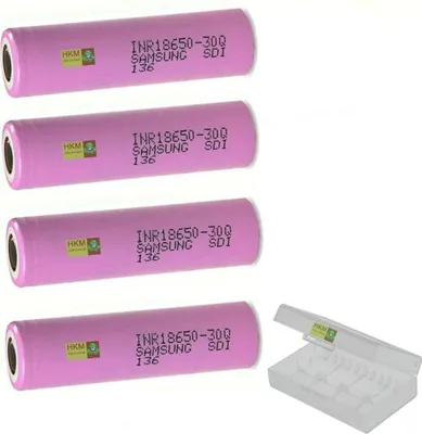 Produktbild von 4 x Samsung SDI INR18650-30Q Li Akku 3000 mAh 3,6 V / 3,7 V 15 A + Transportbox
