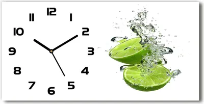 Produktbild von Wanduhr aus Glas – 60x30 cm - Glasbild - Glasuhr - Gehärtetes Glas - schwarze-zeiger - Limonka unter Wasser