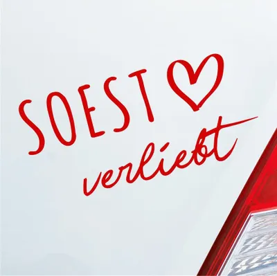 Produktbild von Auto Aufkleber Hansestadt Soest verliebt Herz Stadt Heimat Liebe Car 19x9 cm Rot Sticker Heckscheibenaufkleber