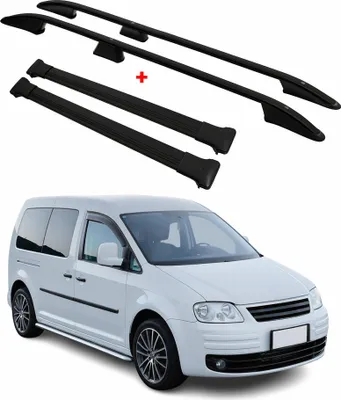 Image de Kit Barres de toit pour VW Caddy 2003-2010 Alu Noir L2 Empattement Long 4x