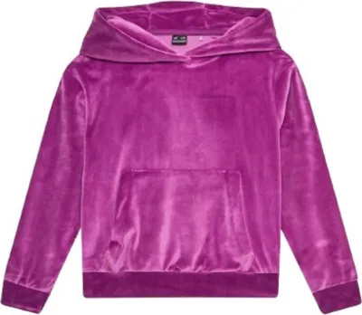 Produktbild von Oversize Kapuzen-Sweatshirt aus Samt mit offenem Reißverschluss und zartem Glanz