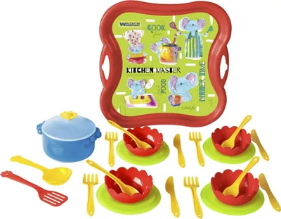 Produktbild von Farbenfrohes 24-teiliges Spielzeug-Geschirrset Dinner Time für Kinder mit Tablett, Tellern und Besteck