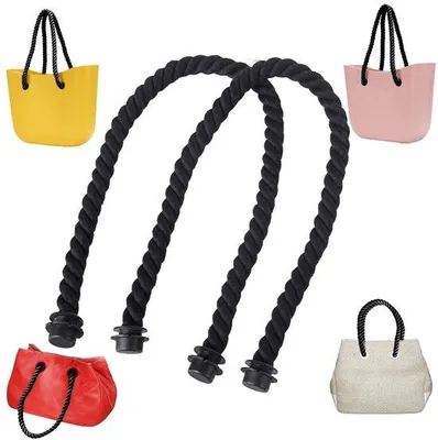Image de Poignées de sacs réglables Benzoa® au motif tissé – Fil de polyester et de coton, 65 cm, avec inserts en caoutchouc, adaptées aux sacs à main, aux sacs cabas et aux sacs en toile