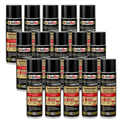 Produktbild von Isolbau Sprühkleber - 15 x 500 ml Extra starker Kleber für Heimwerk & Industrie - Klebe-Spray für Schaumstoff, Holz, Stoff, Leder, Filz uvm