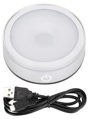 Obrázek produktu pro LED krystalový podstavec, stříbrný, kulatý, dotykové osvětlení, více režimů, barevný, bílý