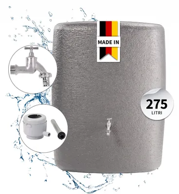 Immagine prodotto di GARANTIA TERRANOVA set completo 275 litri grigio grafite incl. rubinetto cromato e raccordo pluviale, Immagine generata dall'IA