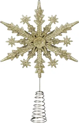 Immagine prodotto di Punta dell'albero di Natale fiocco di neve oro plastica 23 cm