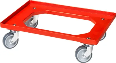 Produktbild von Transportroller für Kisten 60 x 40 cm mit 4 Lenkrollen in rot