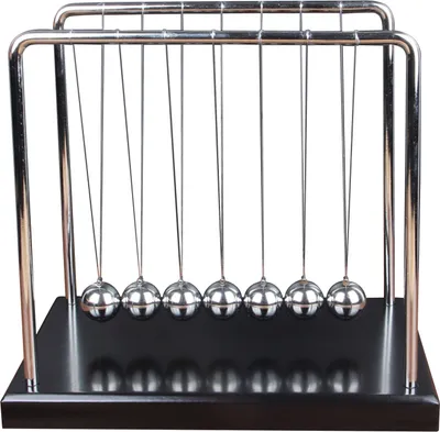 Produktbild von Newton Cradle Pendeldekoration mit 7 Balancebällen, schwarzer Basis, Spaß, Wissenschaft, Physik, Lernen, pädagogisches Spielzeug, Büro, Zuhause, Desktop-Ornament