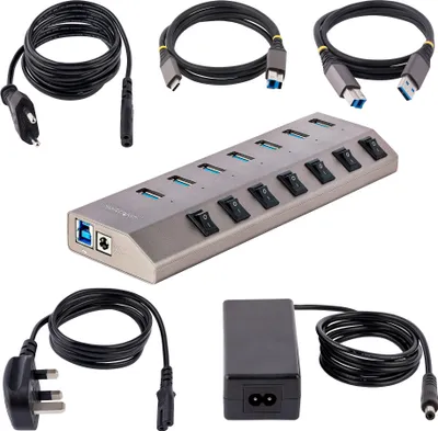 Obrázek produktu pro StarTech.com 5G7AIBS-USB-HUB-EU, USB 3.2 Gen 1 (3.1 Gen 1) Type-B, USB 3.2 Gen 1 (3.1 Gen 1) Type-A, 5000 Mbit/s, Šedá, Plast, 1 m