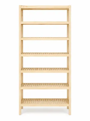 Produktbild von Holzregal 7 Böden 253x50x33 cm Kiefer massiv, hohes Regal zweiteilig, unbehandelt, für Keller Garage Vorratsraum