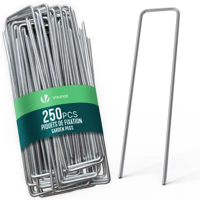 Produktbild von VOUNOT® 250 Stück Erdanker verzinktes Metall, U-förmige Bodenanker 150 × 30 mm, Ø 3 mm