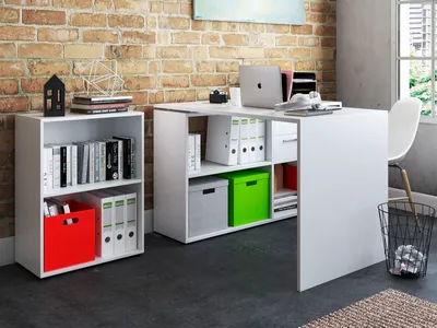 Produktbild von Büro-Kombi mit Regal Komplettset Büromöbel Büroeinrichtung Möbelset "Trio 2" Weiß