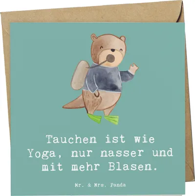 Produktbild von Mr. & Mrs. Panda Grußkarte Tauchen Yoga - Meeresbrise - Geschenk, Tauchermaske, exotische Fische, Sportler, Sport, Unterwasserwelt, Abenteuer, Klappkarte, Unterwasser