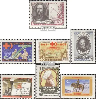 Produktbild von Briefmarken Sowjetunion 1958 Mi 2141-2145,2155-2156 (kompl.Ausg.) gestempelt Berühmte Schriftsteller