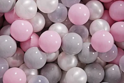 Produktbild von MeowBaby Kunststoffbällen für Bällebad 7cm, Baby Plastikbälle Spielbälle, 50 stück: Pastellrosa/Transparent/Perlmutt/Grau