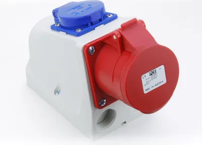 Produktbild von PCE CEE Wandsteckdose 5-Polig 16A 400V mit Schukosteckdose 3-Polig 16A 230V