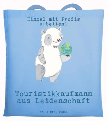 Produktbild von Mr. & Mrs. Panda Tote Bag Touristikkaufmann Leidenschaft - Sky Blue - Geschenk, tragbeutel, Laptoptasche, Tasche, Einkaufstasche, Unitasche