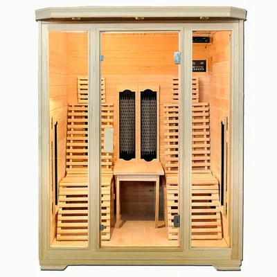 Produktbild von Infrarotkabine Göteborg 150x150x190 cm für 2 Personen mit 8 Vollspektrum- & 1 Karbonstrahler, Farblicht, Aroma & Ozon