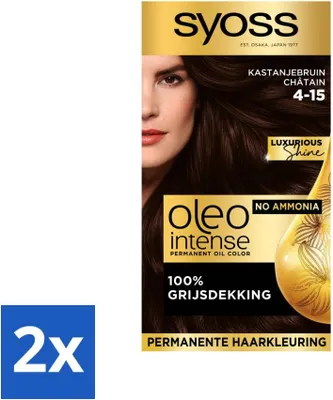 Produktbild von SYOSS – Oleo Intense 4-15 Kastanienbraun – Haarfärbemittel – Ammoniakfrei – Grauabdeckung – Langanhaltende Farbe - Vorteilspack - 2 Stücke