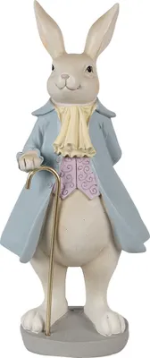 Produktbild von Clayre & Eef Figur Kaninchen 12x9x26 cm Beige Blau Polyresin