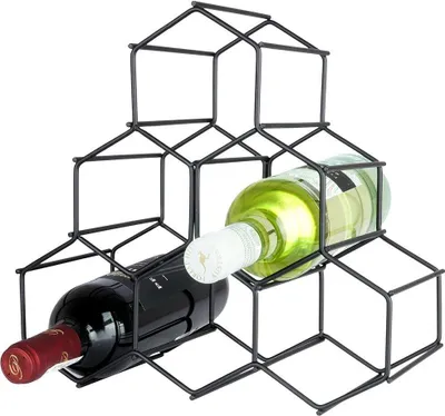Produktbild von Vilde Weinregal Flaschenständer Weinhalter Flaschenregal Weinflaschenhalter aus Metall für 6 Flaschen, schwarz, 29,5x14,5x28,5 cm