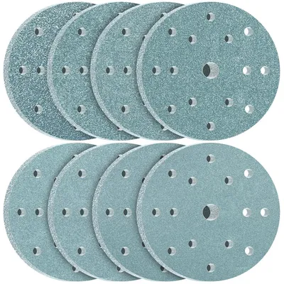 Obrázok produktu pre Brúsny papier Klett, 150 mm, 15 otvorov, zmiešaná hrubosť 80-600, 80 kusov, určený pre excentrické brúsky