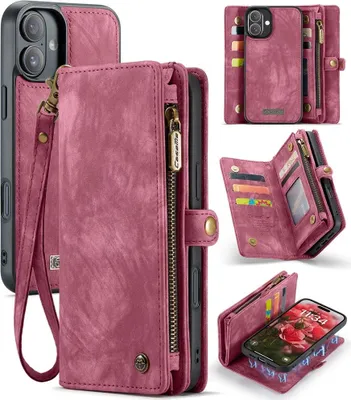 Produktbild von iPhone 16 Hülle - CaseMe 008 2-in-1 Klapphülle & Back Cover mit Brieftasche - Rosa