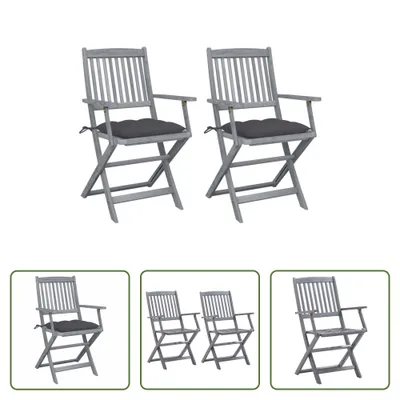 Produktbild von The Living Store Klappbare Gartenstühle 2 Stk. mit Kissen Massivholz Akazie