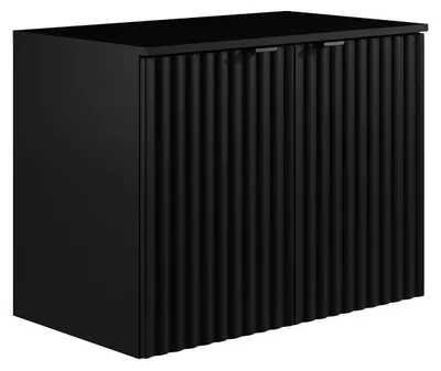 Produktbild von Waschtischunterschrank mit kannelierter Platte - Schwarz - Breite 80 cm - ZILGA