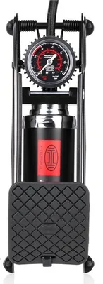 Zdjęcie produktu dla Pompka nożna HEYNER® Premium 10 bar + torba i adapter BlackEdition PedalPower PRO