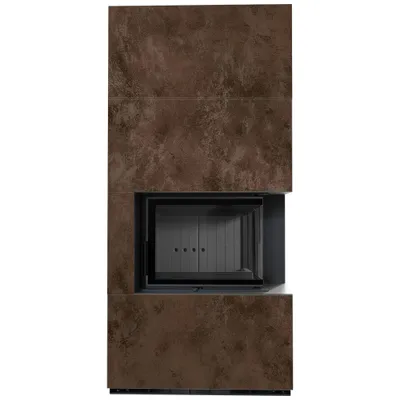 Produktbild von Kaminbausatz KRATKI FLOKI BOX rechts 8 kW Ø 160 Quarzsinter OXIDE MORO schwarz Verkleidung