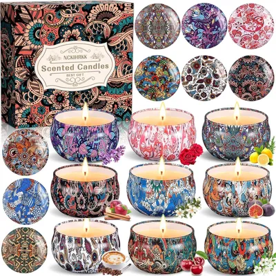 Productafbeelding van Geurkaarsencadeau, 9 stuks, geurkaarsenset, cadeau-ideeën voor dames, verjaardag, natuurlijke sojawas, geurkaars voor leraren, Moederdag